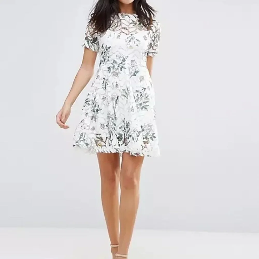 Liquorish Floral Lace Garden Print Dress - NWT US 8 - Picture 1 of 5
